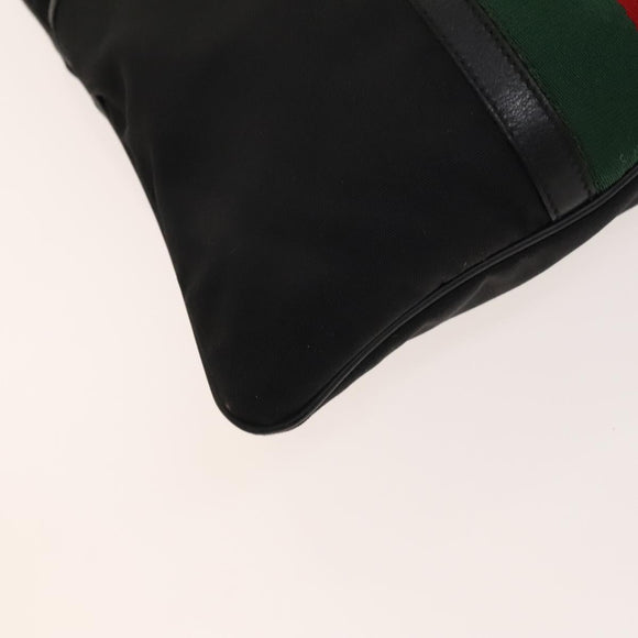 GUCCI Web Sherry Line Shoulder Bag Nylon Black Auth bs28651
