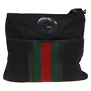 GUCCI Web Sherry Line Shoulder Bag Nylon Black Auth bs28651-13