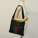 GUCCI Web Sherry Line Shoulder Bag Nylon Black Auth bs28651-22