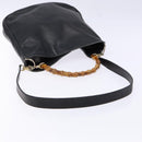 GUCCI Bamboo Hand Bag Leather 2way Black Gold 001 1781 1638 Auth bs28653-8