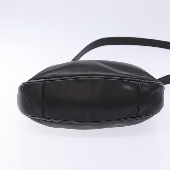 GUCCI Bamboo Hand Bag Leather 2way Black Gold 001 1781 1638 Auth bs28653