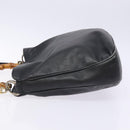 GUCCI Bamboo Hand Bag Leather 2way Black Gold 001 1781 1638 Auth bs28653-3