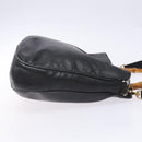 GUCCI Bamboo Hand Bag Leather 2way Black Gold 001 1781 1638 Auth bs28653-4