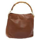 GUCCI Bamboo Hand Bag Leather Brown Gold 001 1705 1638 Auth bs28654-1