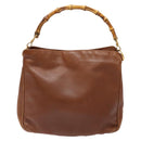 GUCCI Bamboo Hand Bag Leather Brown Gold 001 1705 1638 Auth bs28654-2