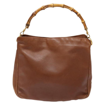 GUCCI Bamboo Hand Bag Leather Brown Gold 001 1705 1638 Auth bs28654 - 0
