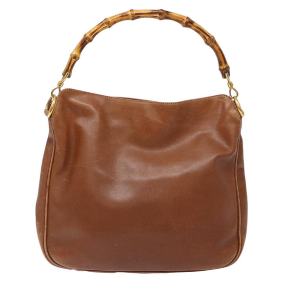 GUCCI Bamboo Hand Bag Leather Brown Gold 001 1705 1638 Auth bs28654