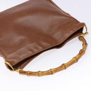 GUCCI Bamboo Hand Bag Leather Brown Gold 001 1705 1638 Auth bs28654-6
