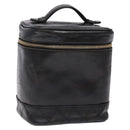 CHANEL Bicolore Vanity Hand Bag Lamb Skin Black Gold CC Auth bs28655-1