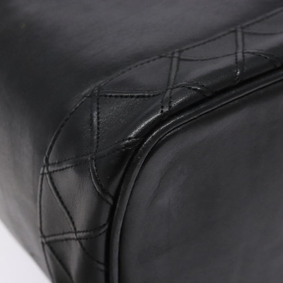 CHANEL Bicolore Vanity Hand Bag Lamb Skin Black Gold CC Auth bs28655