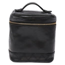 CHANEL Bicolore Vanity Hand Bag Lamb Skin Black Gold CC Auth bs28655-2