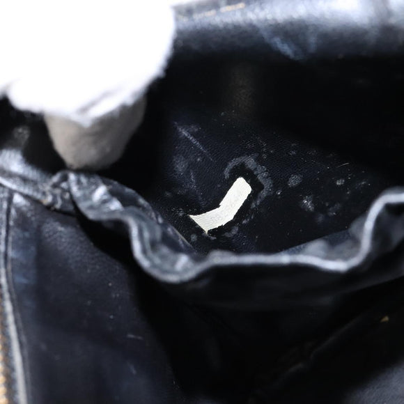 CHANEL Bicolore Vanity Hand Bag Lamb Skin Black Gold CC Auth bs28655