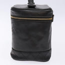 CHANEL Bicolore Vanity Hand Bag Lamb Skin Black Gold CC Auth bs28655-4