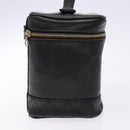 CHANEL Bicolore Vanity Hand Bag Lamb Skin Black Gold CC Auth bs28655-5
