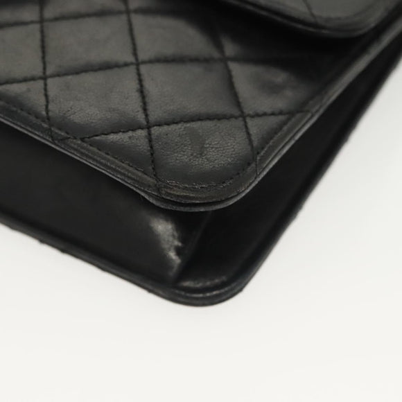 CHANEL Matelasse Chain Shoulder Bag Lamb Skin Black Gold CC Auth bs28656