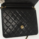 CHANEL Matelasse Chain Shoulder Bag Lamb Skin Black Gold CC Auth bs28656-20