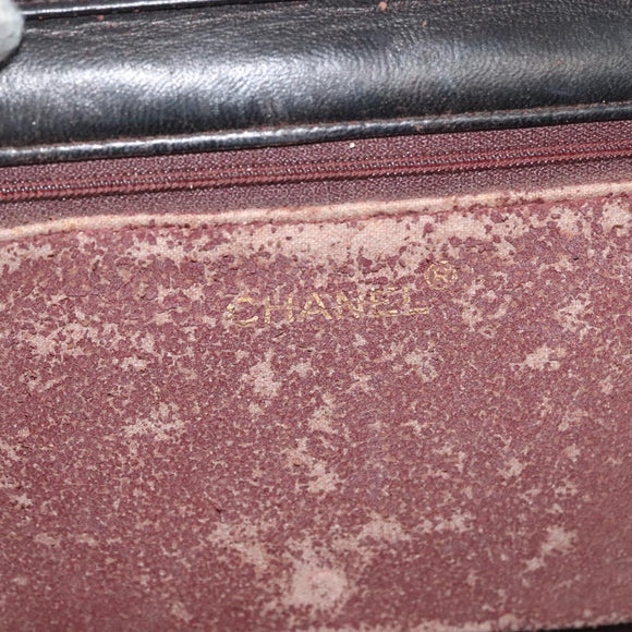 CHANEL Matelasse Chain Shoulder Bag Lamb Skin Black Gold CC Auth bs28656