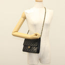 CHANEL Matelasse Chain Shoulder Bag Lamb Skin Black Gold CC Auth bs28656-24