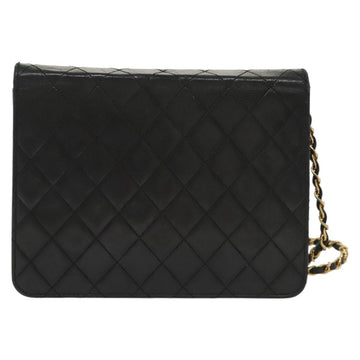 CHANEL Matelasse Chain Shoulder Bag Lamb Skin Black Gold CC Auth bs28656 - 0