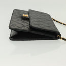 CHANEL Matelasse Chain Shoulder Bag Lamb Skin Black Gold CC Auth bs28656-3