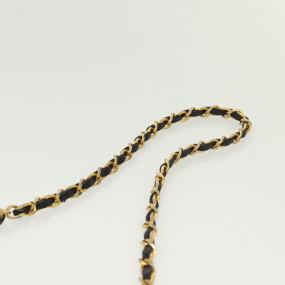 CHANEL Matelasse Chain Shoulder Bag Lamb Skin Black Gold CC Auth bs28656