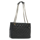 CHANEL Matelasse Chain Shoulder Bag Lamb Skin Black Gold CC Auth bs28659-1