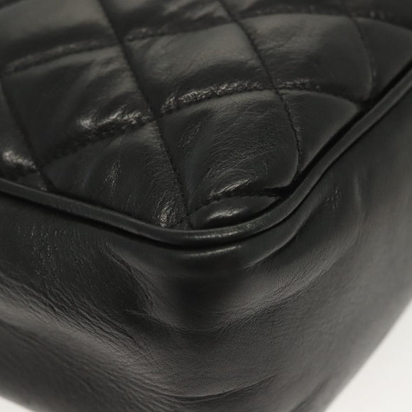 CHANEL Matelasse Chain Shoulder Bag Lamb Skin Black Gold CC Auth bs28659