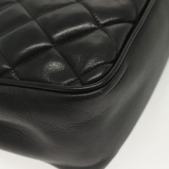 CHANEL Matelasse Chain Shoulder Bag Lamb Skin Black Gold CC Auth bs28659