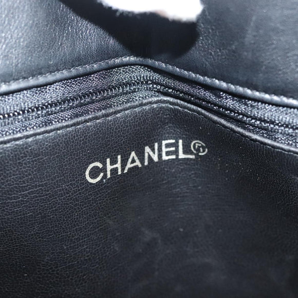 CHANEL Matelasse Chain Shoulder Bag Lamb Skin Black Gold CC Auth bs28659