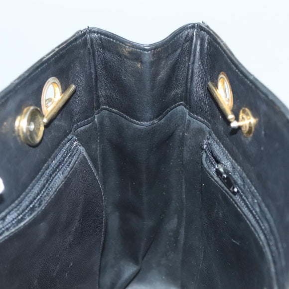 CHANEL Matelasse Chain Shoulder Bag Lamb Skin Black Gold CC Auth bs28659