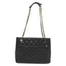 CHANEL Matelasse Chain Shoulder Bag Lamb Skin Black Gold CC Auth bs28659-2