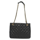 CHANEL Matelasse Chain Shoulder Bag Lamb Skin Black Gold CC Auth bs28659-3