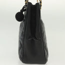 CHANEL Matelasse Chain Shoulder Bag Lamb Skin Black Gold CC Auth bs28659-4