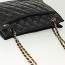 CHANEL Matelasse Chain Shoulder Bag Lamb Skin Black Gold CC Auth bs28659-6