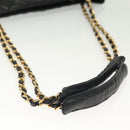 CHANEL Matelasse Chain Shoulder Bag Lamb Skin Black Gold CC Auth bs28659-7