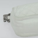 CHANEL Matelasse Shoulder Bag Lamb Skin White Silver CC Auth bs28660-14