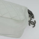 CHANEL Matelasse Shoulder Bag Lamb Skin White Silver CC Auth bs28660-15
