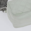 CHANEL Matelasse Shoulder Bag Lamb Skin White Silver CC Auth bs28660-16