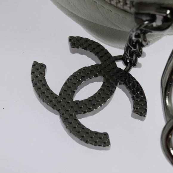 CHANEL Matelasse Shoulder Bag Lamb Skin White Silver CC Auth bs28660