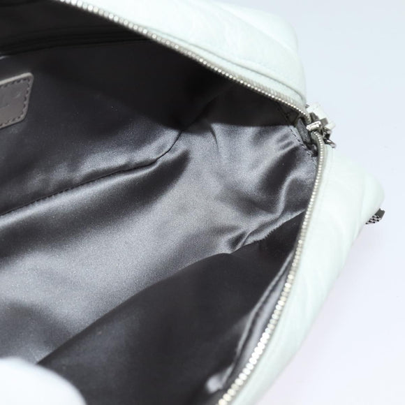 CHANEL Matelasse Shoulder Bag Lamb Skin White Silver CC Auth bs28660