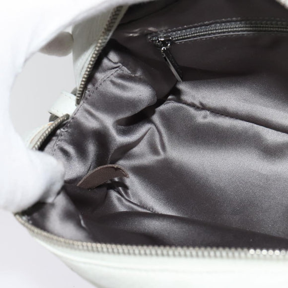 CHANEL Matelasse Shoulder Bag Lamb Skin White Silver CC Auth bs28660