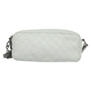 CHANEL Matelasse Shoulder Bag Lamb Skin White Silver CC Auth bs28660-2