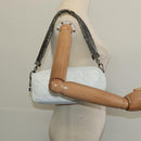 CHANEL Matelasse Shoulder Bag Lamb Skin White Silver CC Auth bs28660-22