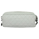 CHANEL Matelasse Shoulder Bag Lamb Skin White Silver CC Auth bs28660-3