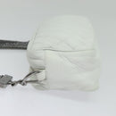CHANEL Matelasse Shoulder Bag Lamb Skin White Silver CC Auth bs28660-4