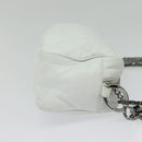 CHANEL Matelasse Shoulder Bag Lamb Skin White Silver CC Auth bs28660-6