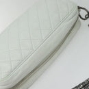 CHANEL Matelasse Shoulder Bag Lamb Skin White Silver CC Auth bs28660-7