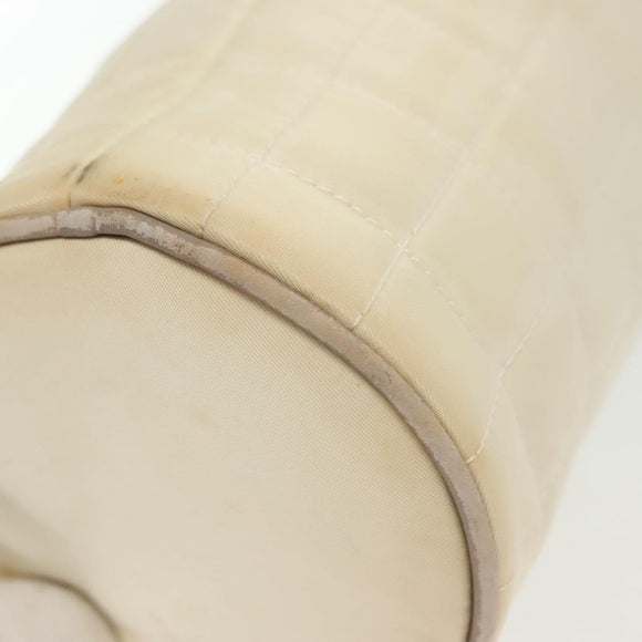 CHANEL Sports Bottle Holder Bag Nylon White Silver CC Auth bs28661