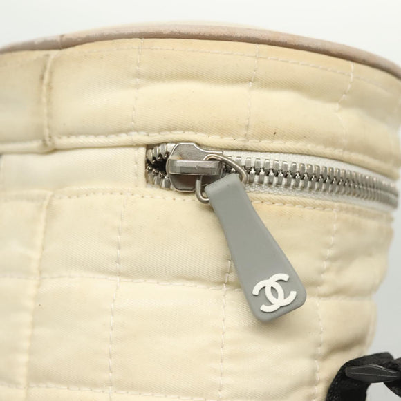 CHANEL Sports Bottle Holder Bag Nylon White Silver CC Auth bs28661