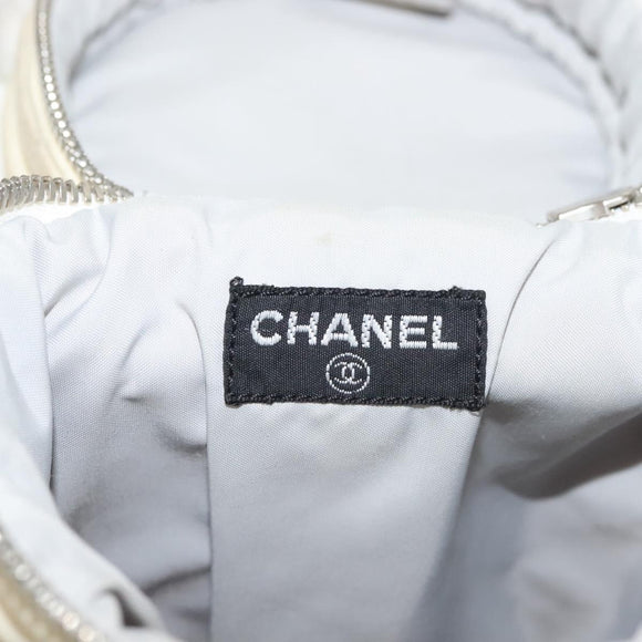 CHANEL Sports Bottle Holder Bag Nylon White Silver CC Auth bs28661